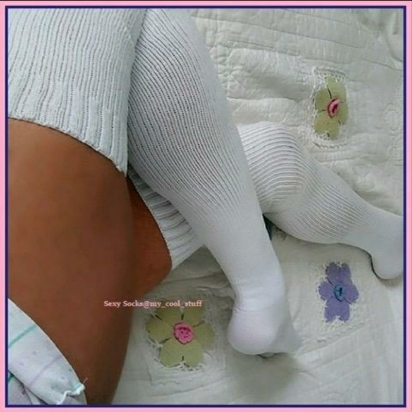 NEW Thigh High Socks True White OTK Ultra Soft - Picture 1 of 4